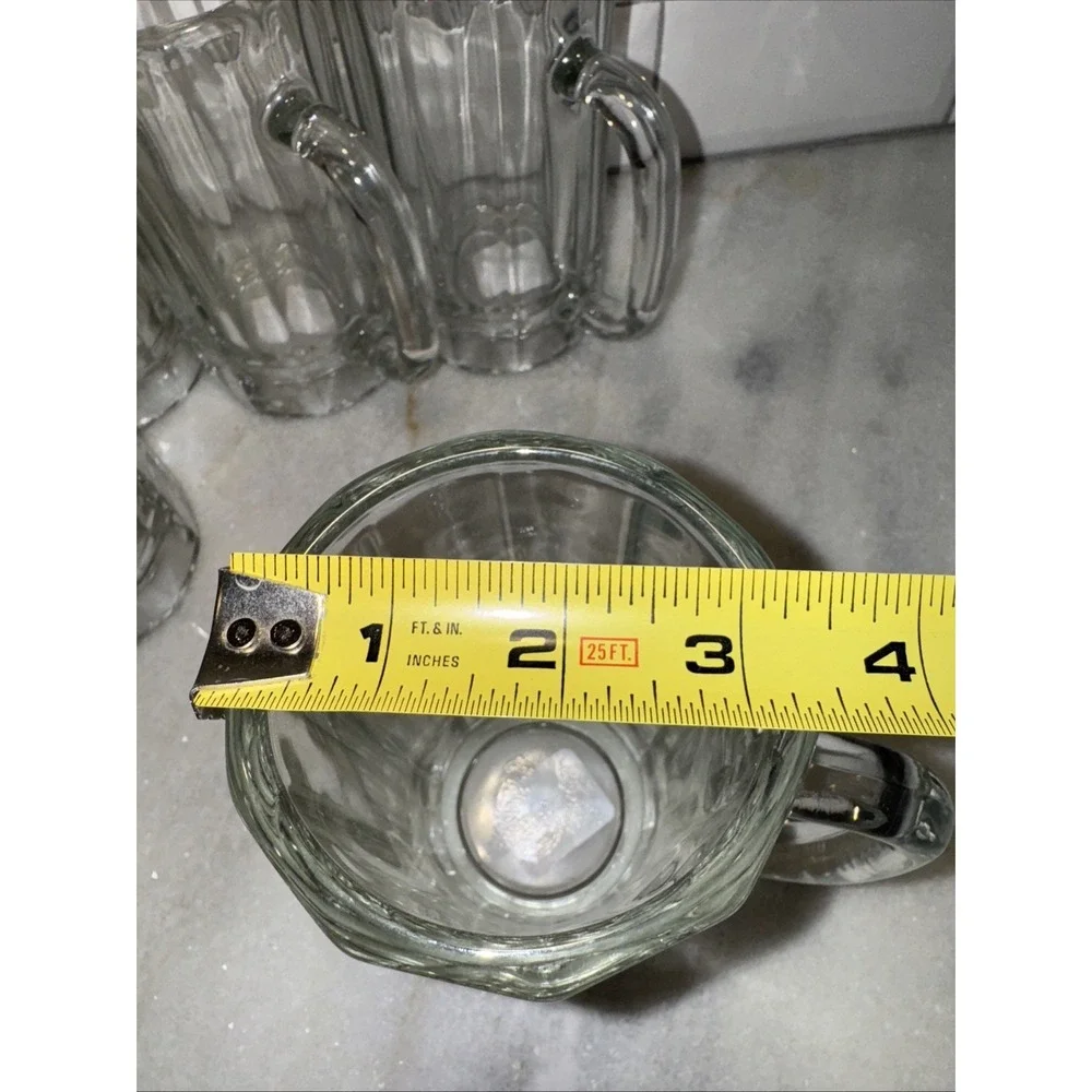 Set Of 6 Vintage Thick Heavy Libbey‎ 16oz 10 Panel Beer Mugs Clear Glass GW0042